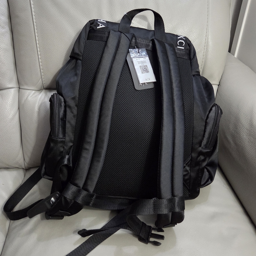 NWT - Armani Exchange Logo Strap Multiple Pockets Backpack - Picture 2 of 11